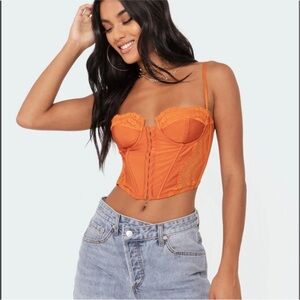 Edikted Orange Lace Corset Top
